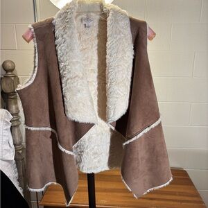 St. John's Bay Cream Faux Fur Vest